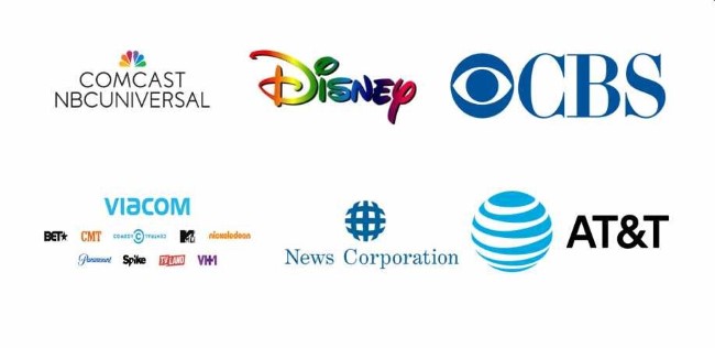 Comcast, Disney, CBS, Viacom, News Corporation, AT&T