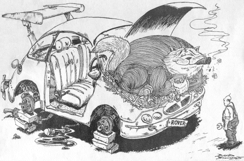 Cartoon of 'fat cat' Rover bosses and their disregard of the company