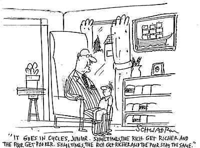 Image: It goes in cycles junior; Sometimes the rich get richer and the poor get poorer, sometimes the rich get richer and the poor stay the same.