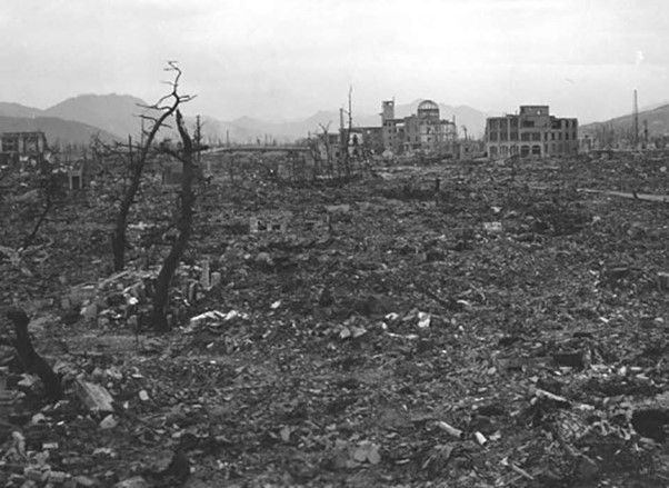Barren lands of Hiroshima after nuclear attack